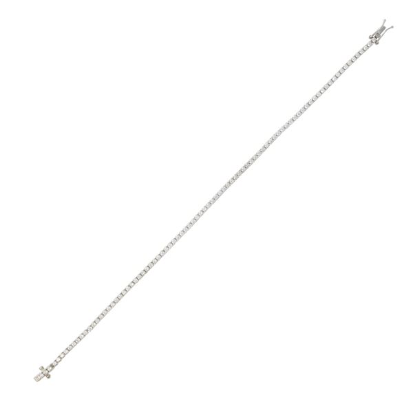 Bracciale tennis in oro bianco 18kt e diamanti