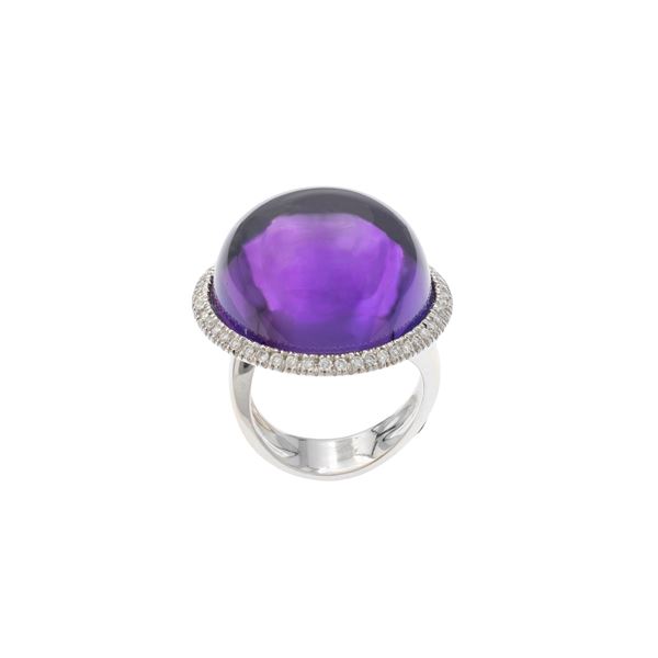 Anello in oro bianco 18kt ametista e diamanti