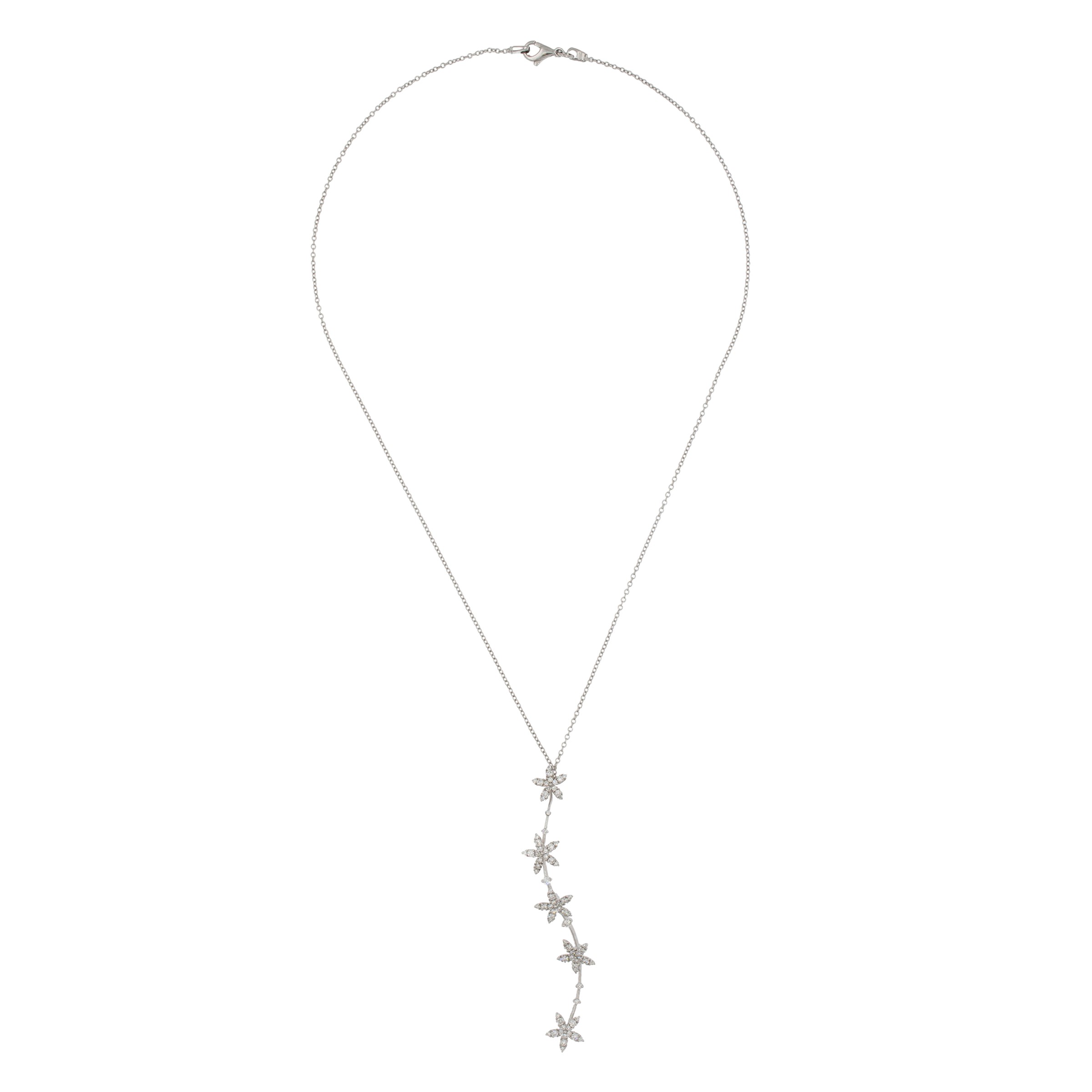 Pendente con fiori girevoli in oro bianco 18kt e diamanti