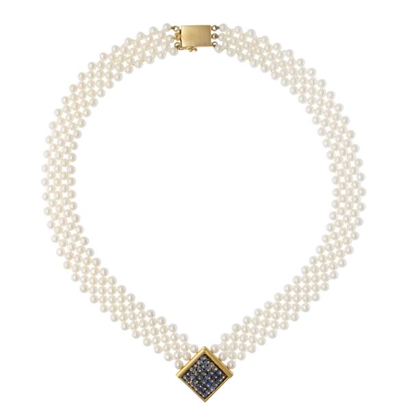 Collana di perle coltivate Nimei Aquarius tessuta a mano