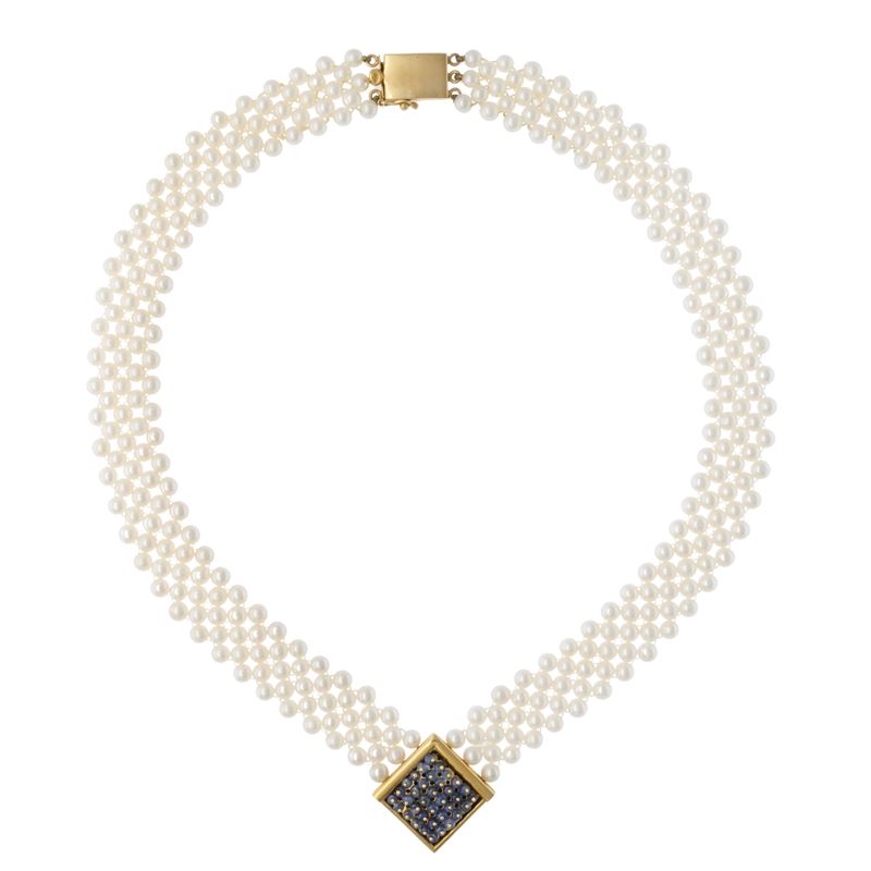 Collana di perle coltivate Nimei Aquarius tessuta a mano
