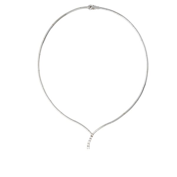 Girocollo in oro bianco 18kt con sei diamanti