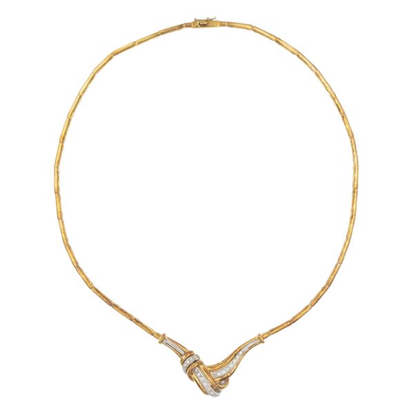 Girocollo in oro giallo e bianco 18kt e diamanti