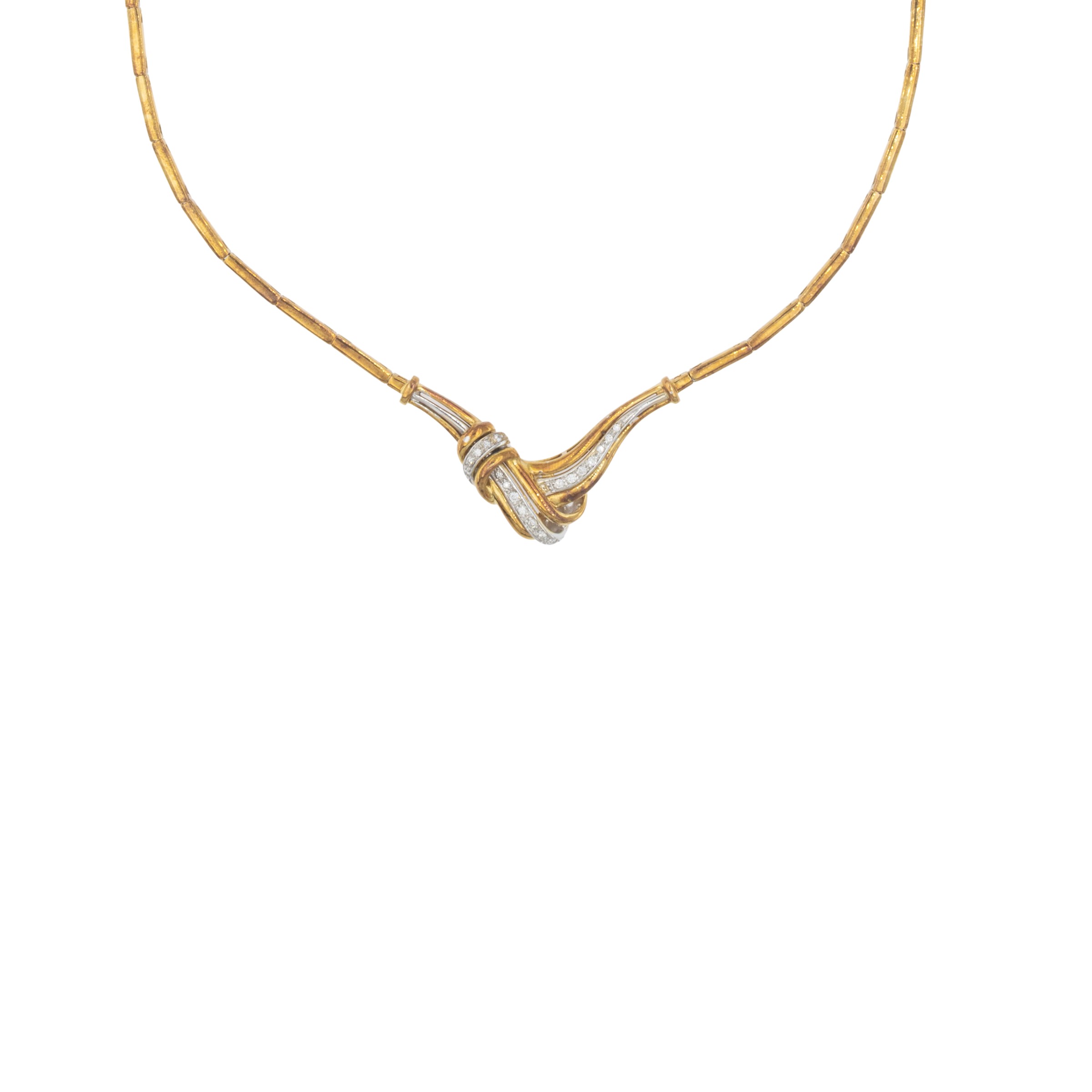 Girocollo in oro giallo e bianco 18kt e diamanti