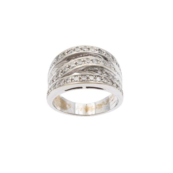 Anello fedi incrociate in oro bianco 18kt e diamanti