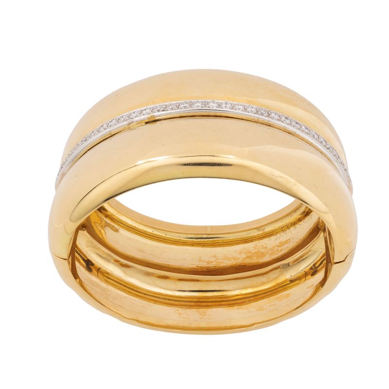 Damiani - Bracciale a manetta in oro giallo e bianco con diamanti