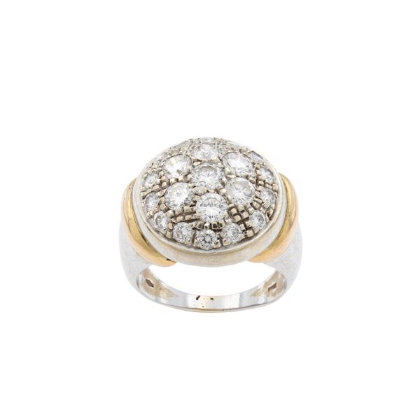 18kt white and yellow gold ring with diamonds  - Auction FINE JEWELS AND WATCHES - Colasanti Casa d'Aste