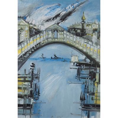 Ponte di Rialto, olio su tela