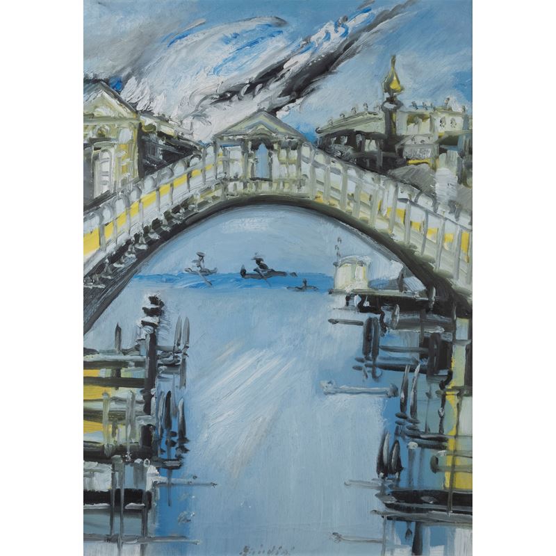 Remo Brindisi - Ponte di Rialto, olio su tela