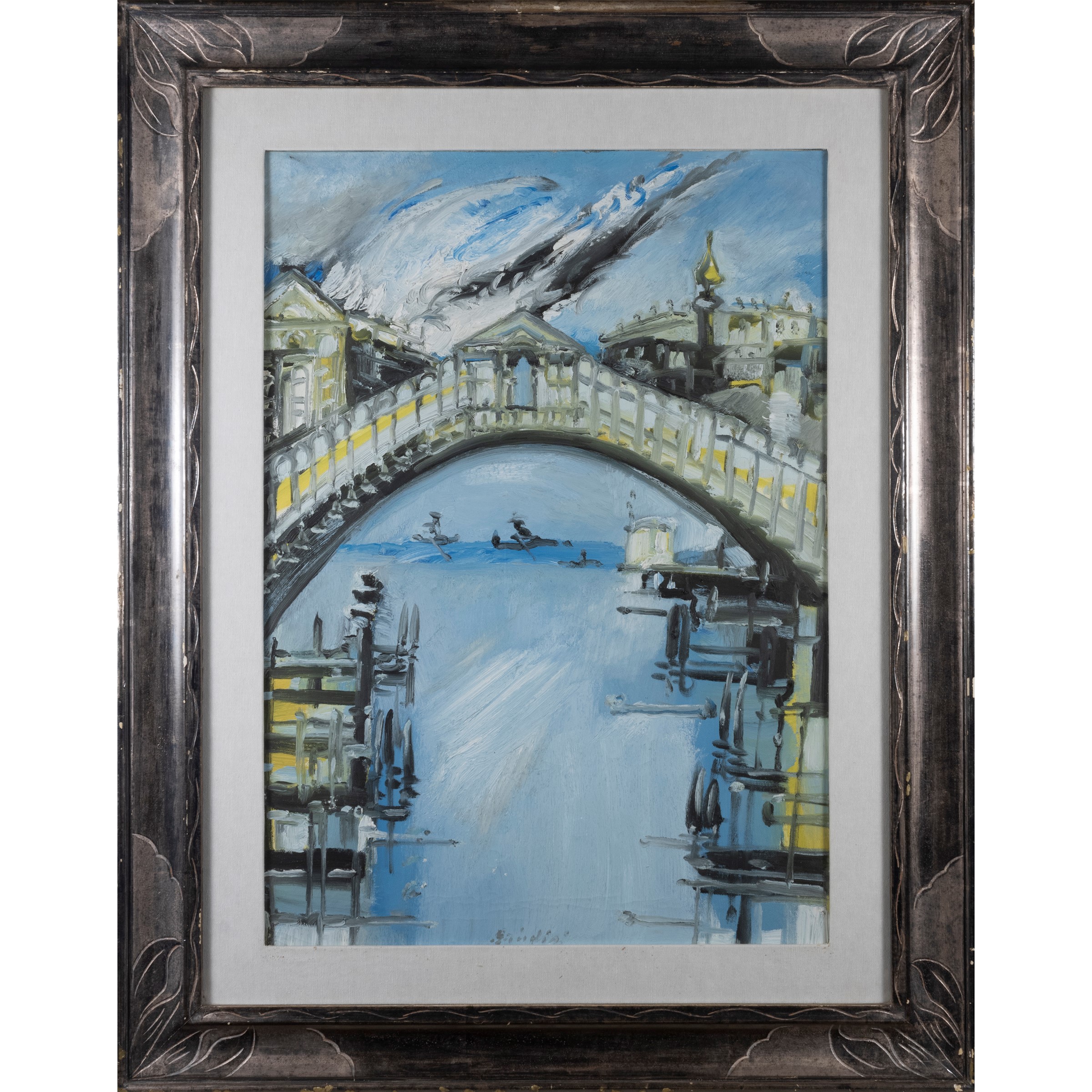 Remo Brindisi - Ponte di Rialto, olio su tela