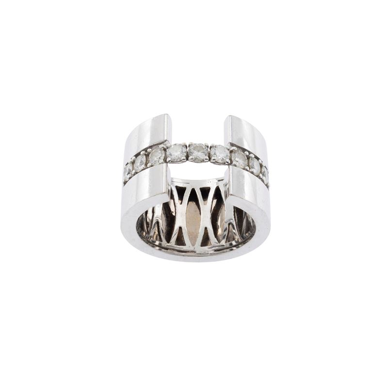 Anello a fascia in oro bianco 18kt riviere di diamanti