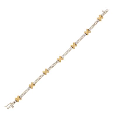 Bracciale in Oro Bianco e Giallo 14kt con Diamanti