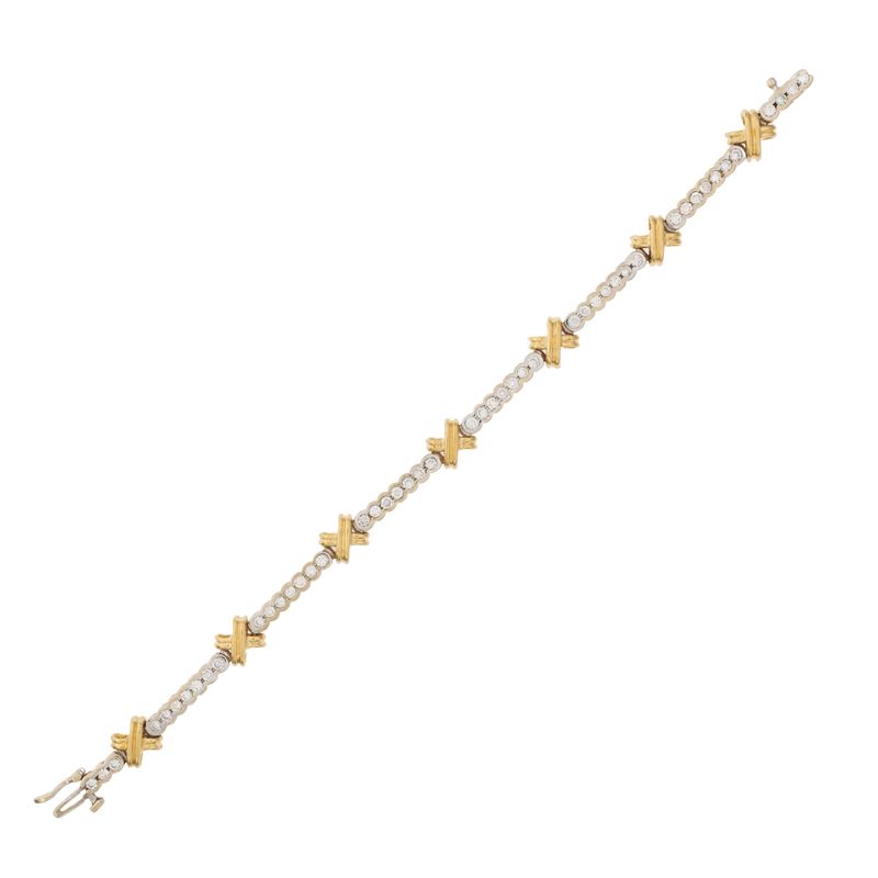 Bracciale in Oro Bianco e Giallo 14kt con Diamanti