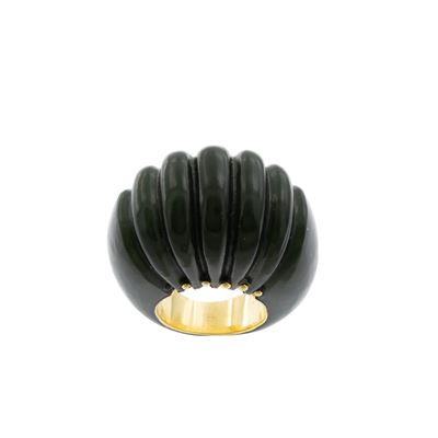 Eve, Anello cocktail in oro giallo 18kt e giada nefrite, firmato