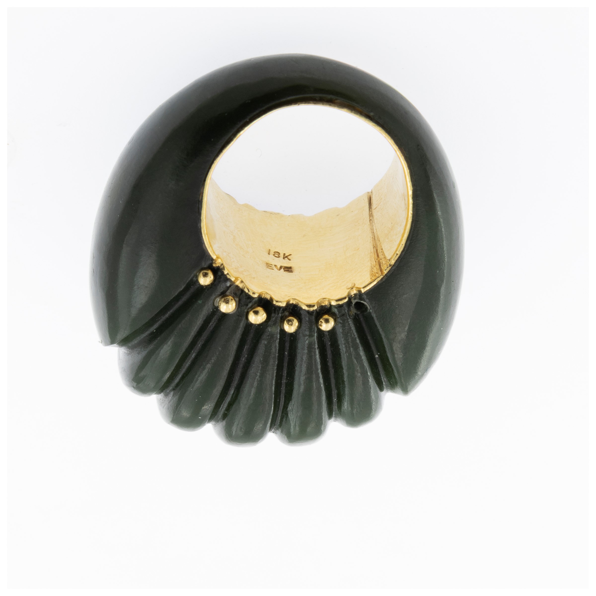 Eve, Anello cocktail in oro giallo 18kt e giada nefrite, firmato