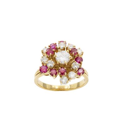 Anello in Oro Giallo 18kt Diamanti e Rubini