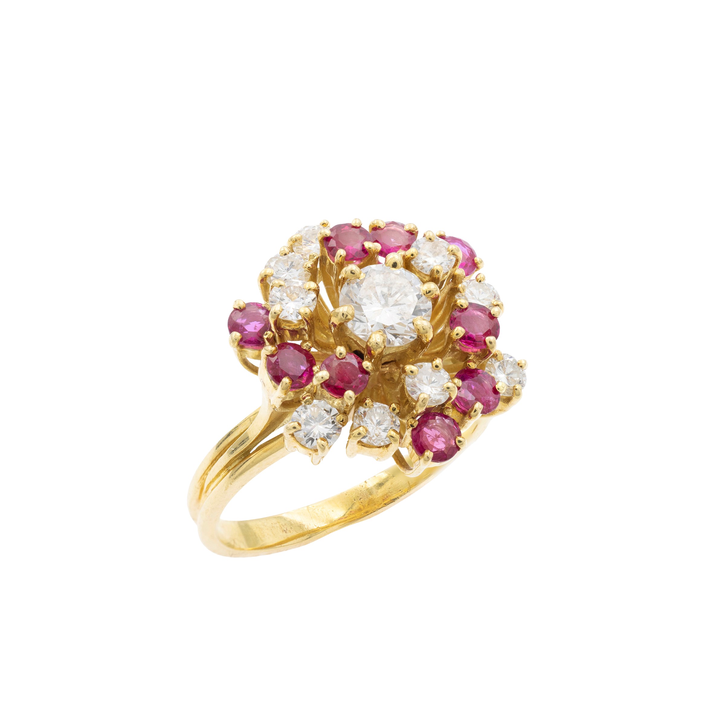 Anello in Oro Giallo 18kt Diamanti e Rubini
