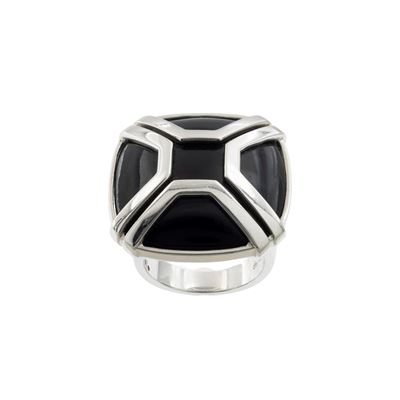 Anello in Oro Bianco 18kt e Onice Nero
