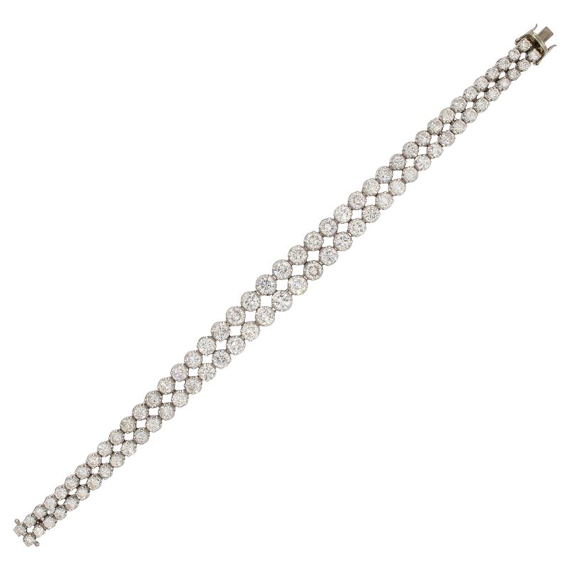 Bracciale in platino doppia rivière di diamanti