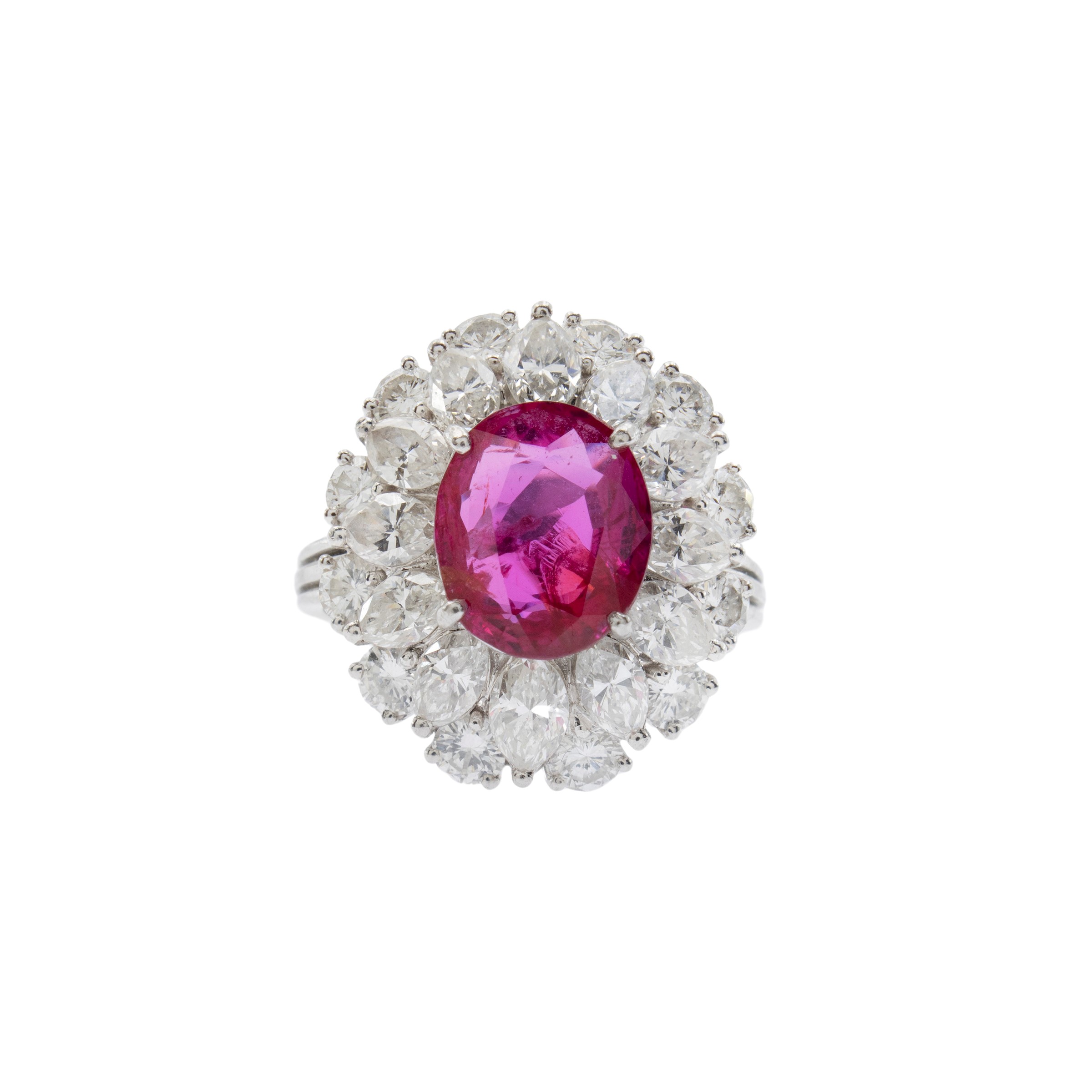 Anello in platino con rubino naturale birmano