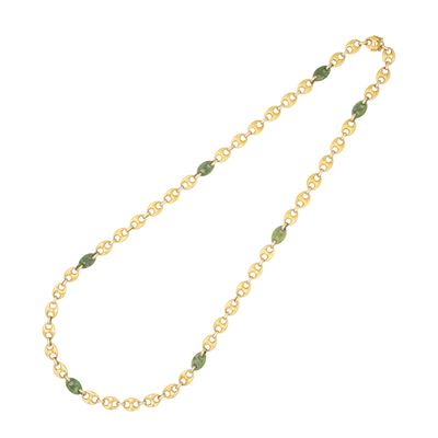 Collana in oro giallo 18kt con maglie in giada nefrite, anni '70
