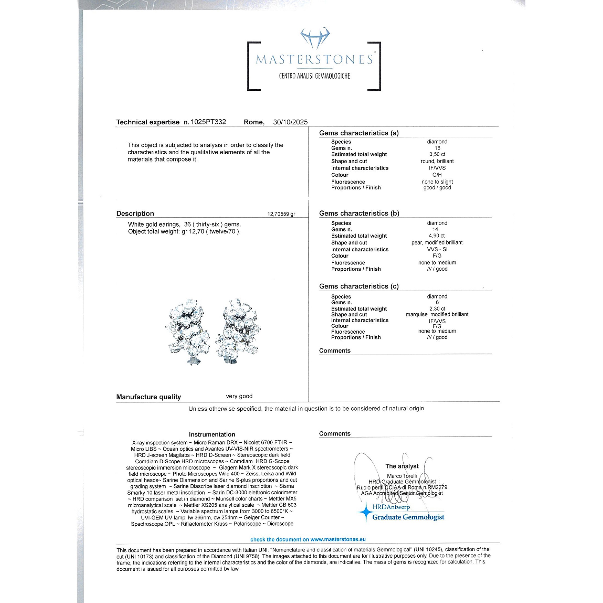 Orecchini a lobo in oro bianco 18kt e diamanti naturali