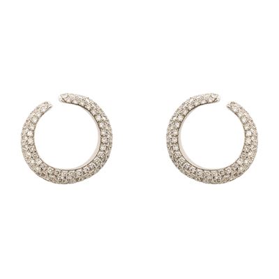 Orecchini creole in oro bianco 18kt con diamanti taglio brillante