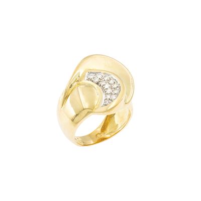 Anello in oro giallo 18kt con diamante taglio brillante di circa 0,30 ct