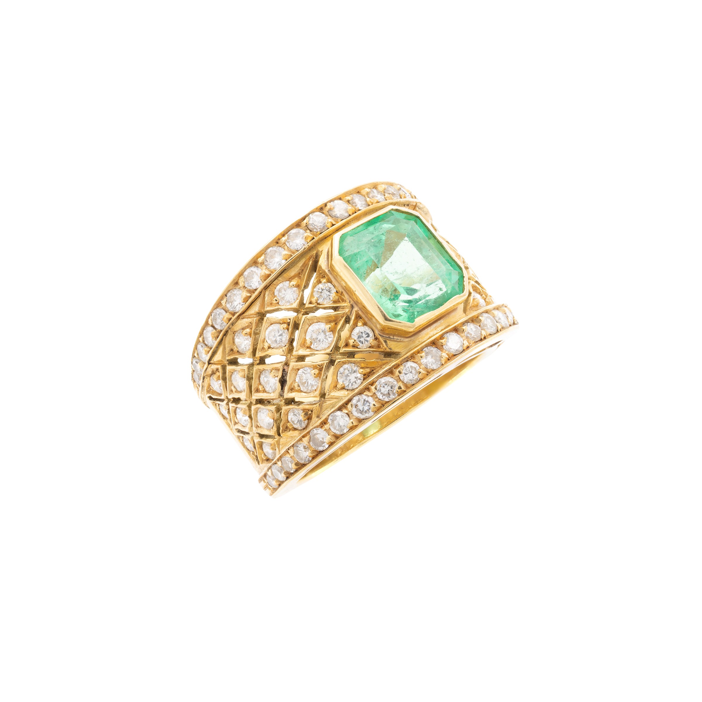 Anello in oro giallo 18kt smeraldo naturale colombiano