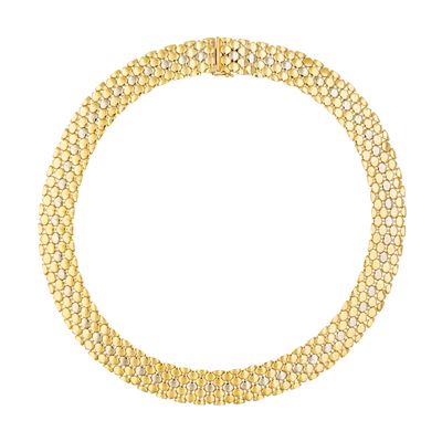 Girocollo in oro giallo e bianco 18kt, chiusura a scomparsa, 45 cm