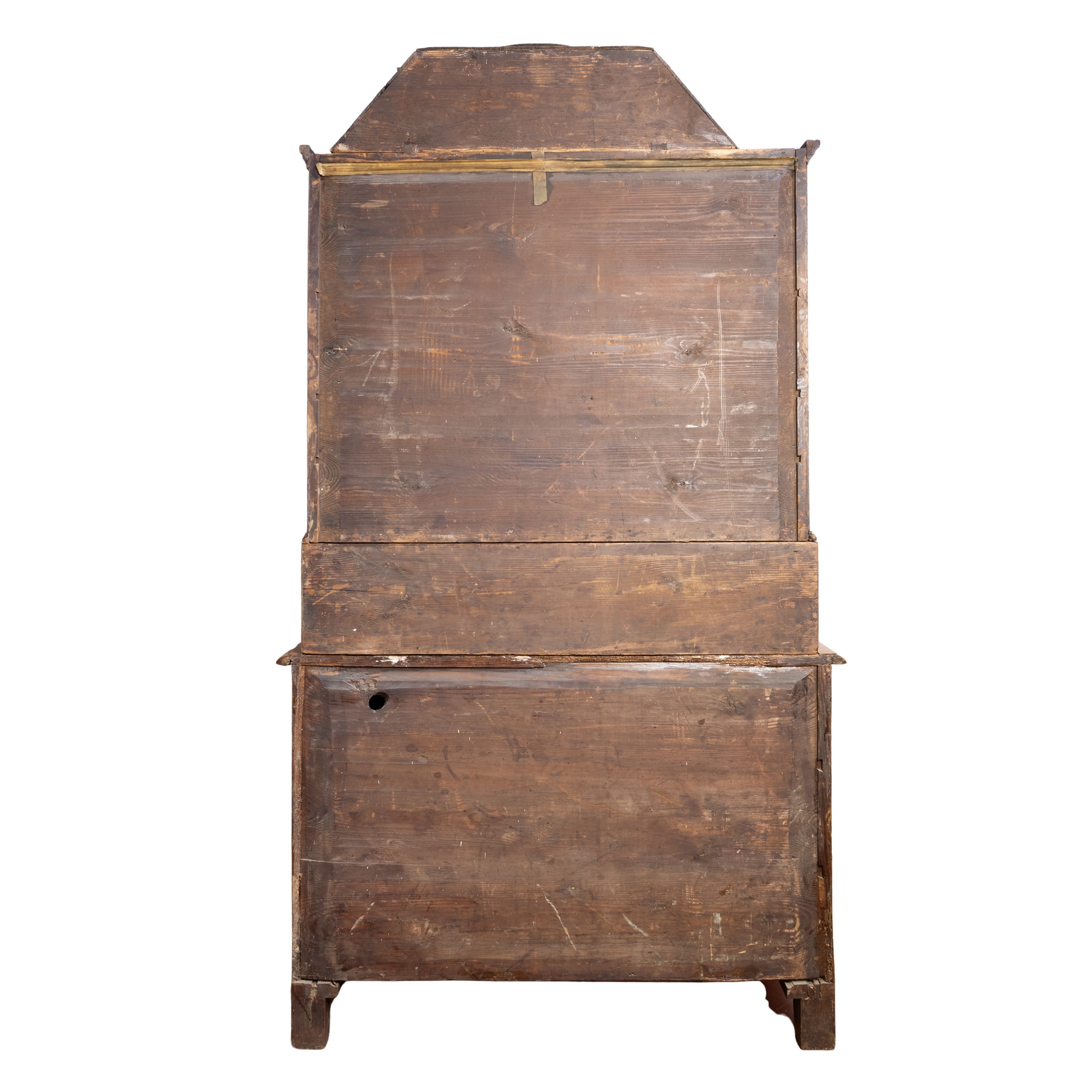 Trumeau a quattro corpi intarsiato e filettato in legni vari