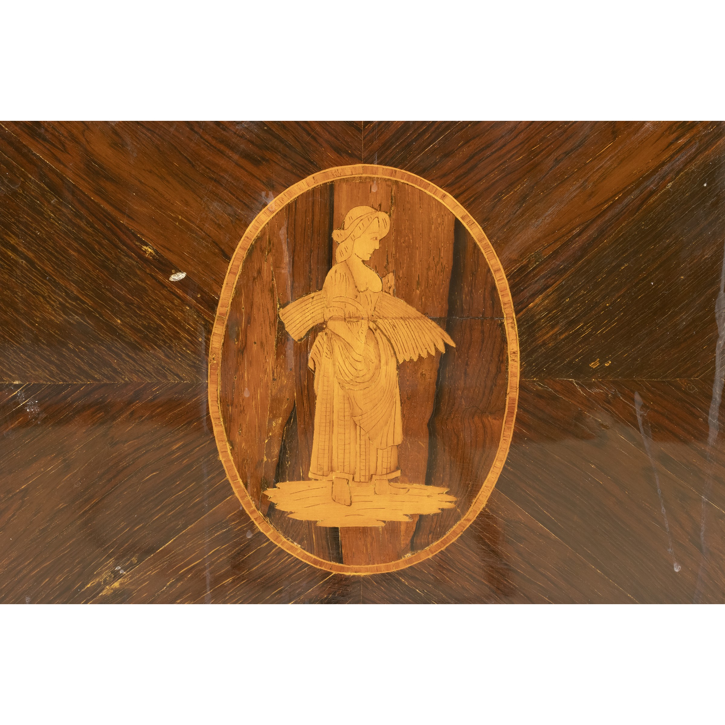 Coppia di comodini impiallacciati in legni vari