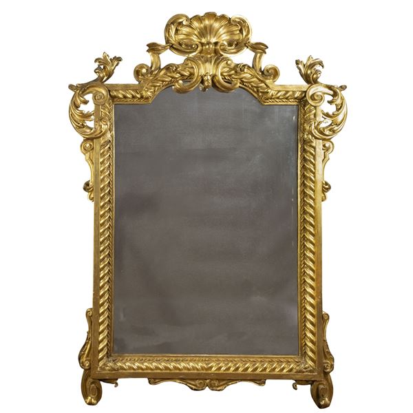 Gilded and carved wood mirror