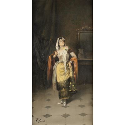 P. Duvall, Ritratto di giovane donna, olio su tela