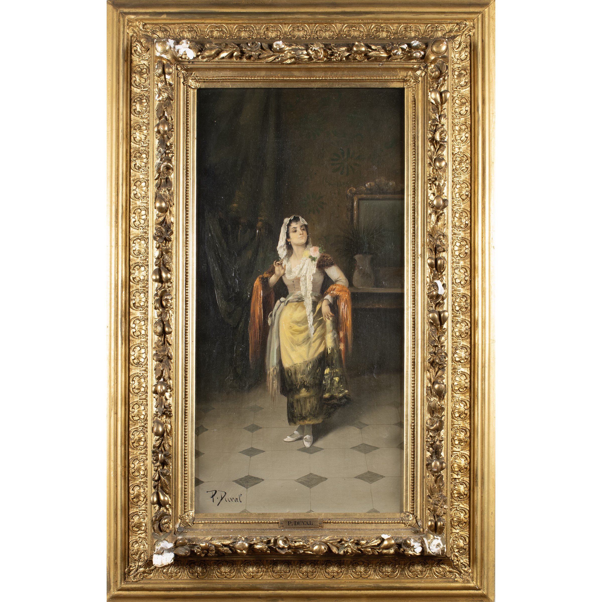 P. Duvall, Ritratto di giovane donna, olio su tela