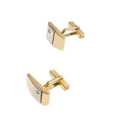 Unoaerre, Gemelli in oro giallo e bianco 18kt con diamanti