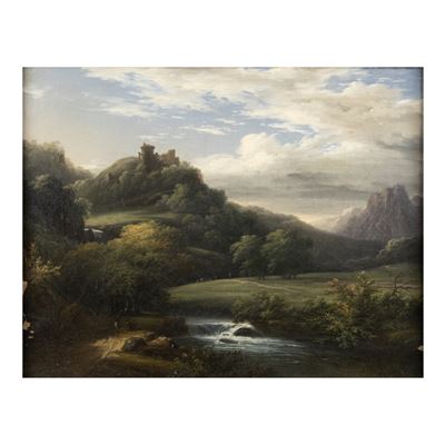 Pittore europeo, Paesaggio, olio su tela