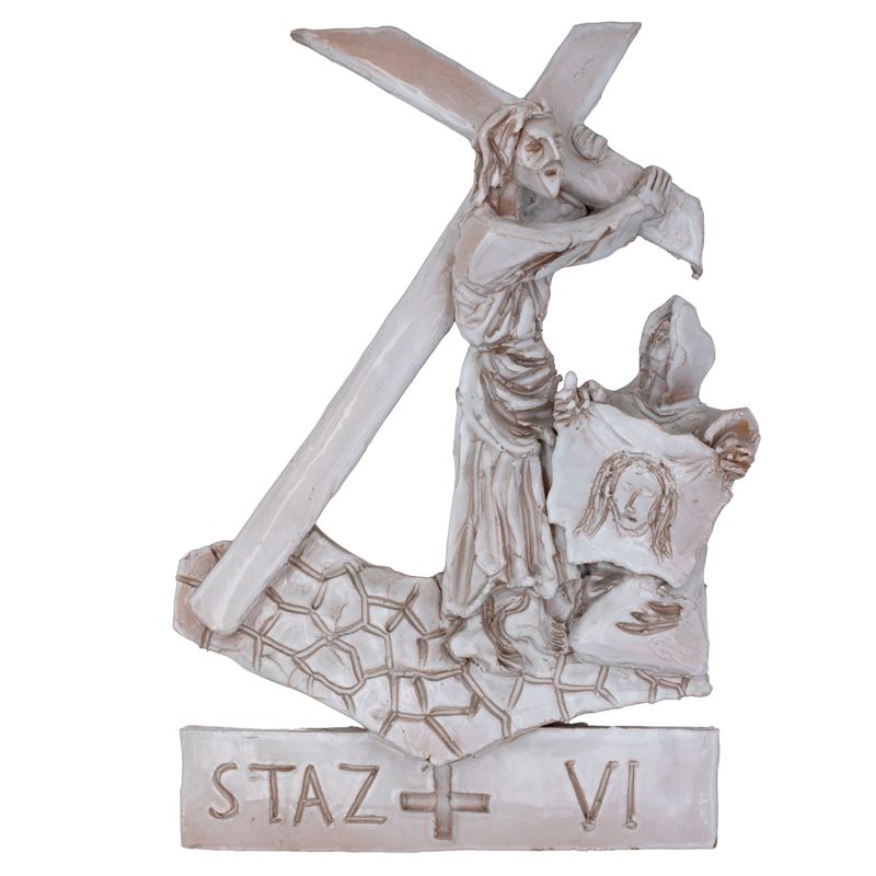 Mario Ceroli - Via Crucis - Stazione VI, ceramica modellata a mano e smaltata