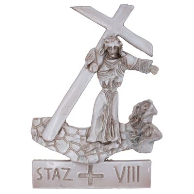 Via Crucis - Stazione VIII, ceramica modellata a mano e smaltata
