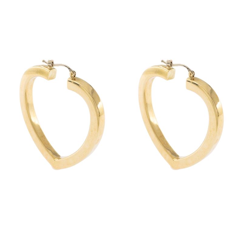 Orecchini cerchi a cuore in oro giallo 18kt