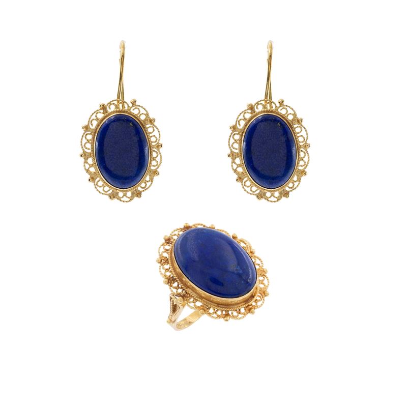 Demi parure composta da orecchini a monachina e anello