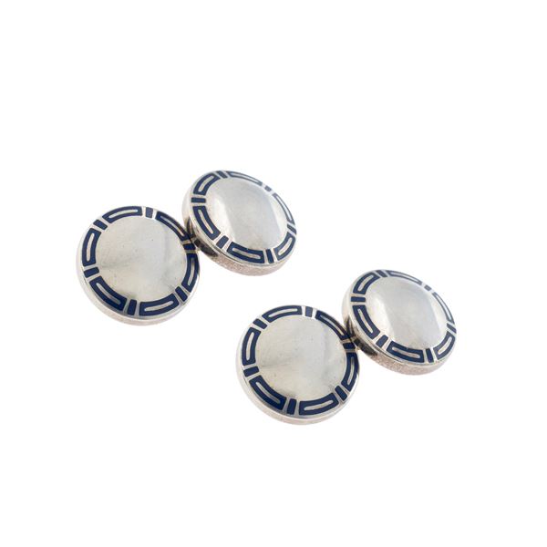 gemelli in argento 925 e smalto blu