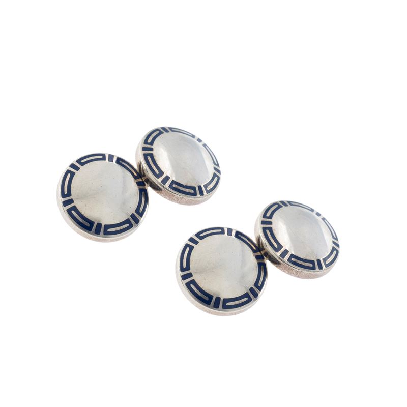 gemelli in argento 925 e smalto blu