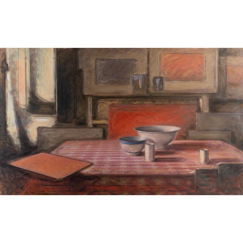 Dieter Kopp - Senza titolo, olio su cartone