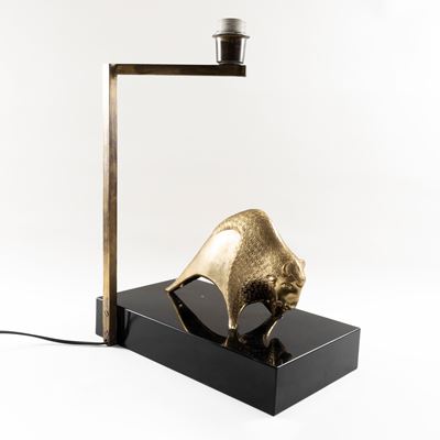 Lampada da tavolo in resina ed ottone
