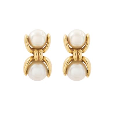 Orecchini a lobo in oro giallo 18kt con perle coltivate