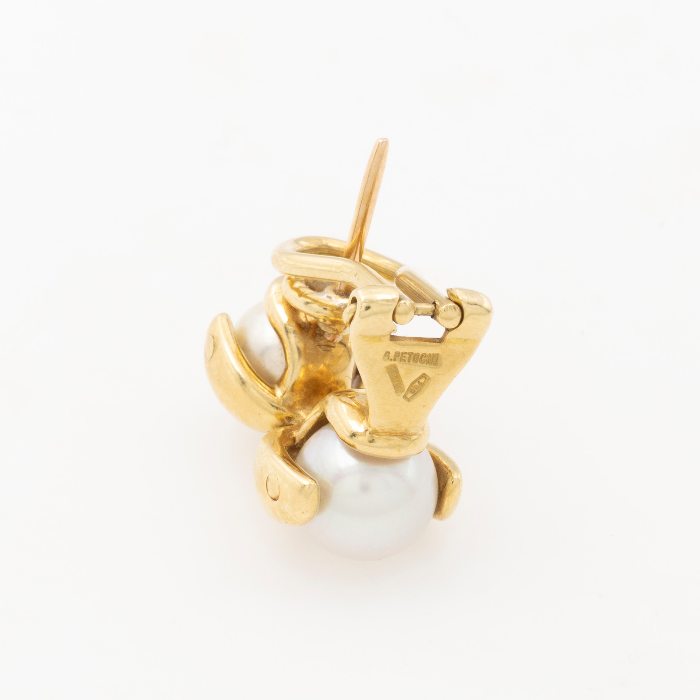 Petochi - Orecchini a lobo in oro giallo 18kt con perle coltivate