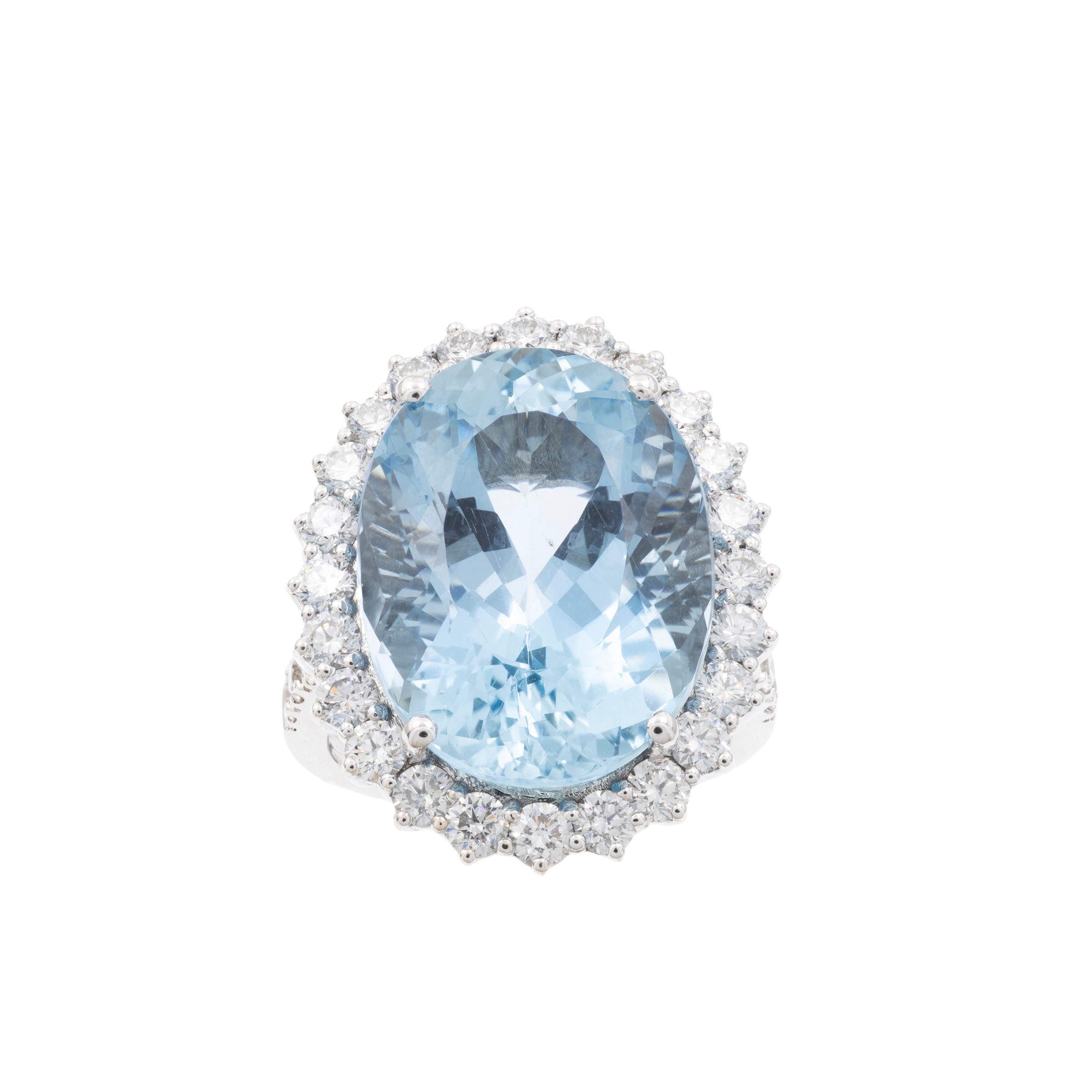 Anello in oro bianco 18kt con acquamarina naturale