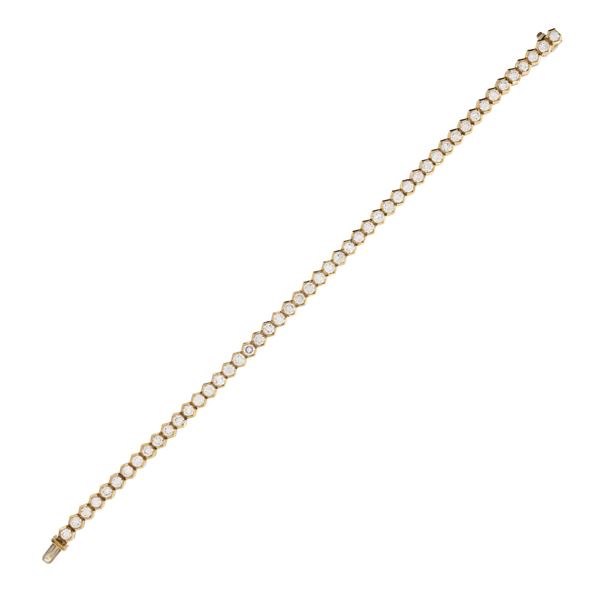 18kt yellow gold and diamonds tennis bracelet