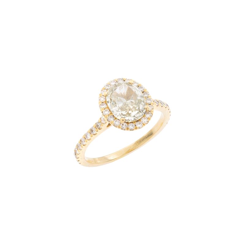 Anello in oro giallo 18kt con diamante fancy yellow